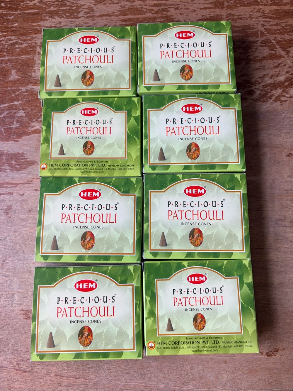 HEM Precious Patchouli Incense Cones Lot of 8 New 80 Cones